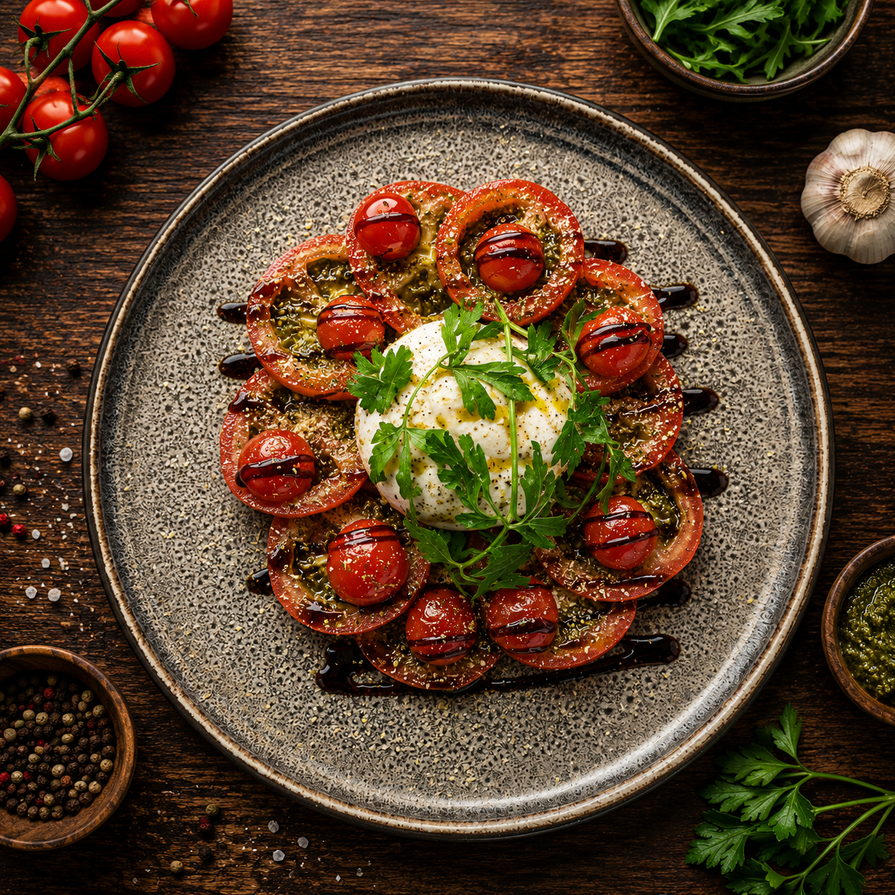 Italienische Spezialität Burrata Caprese bei L'Antica Pizzeria Napoletana Stuttgart