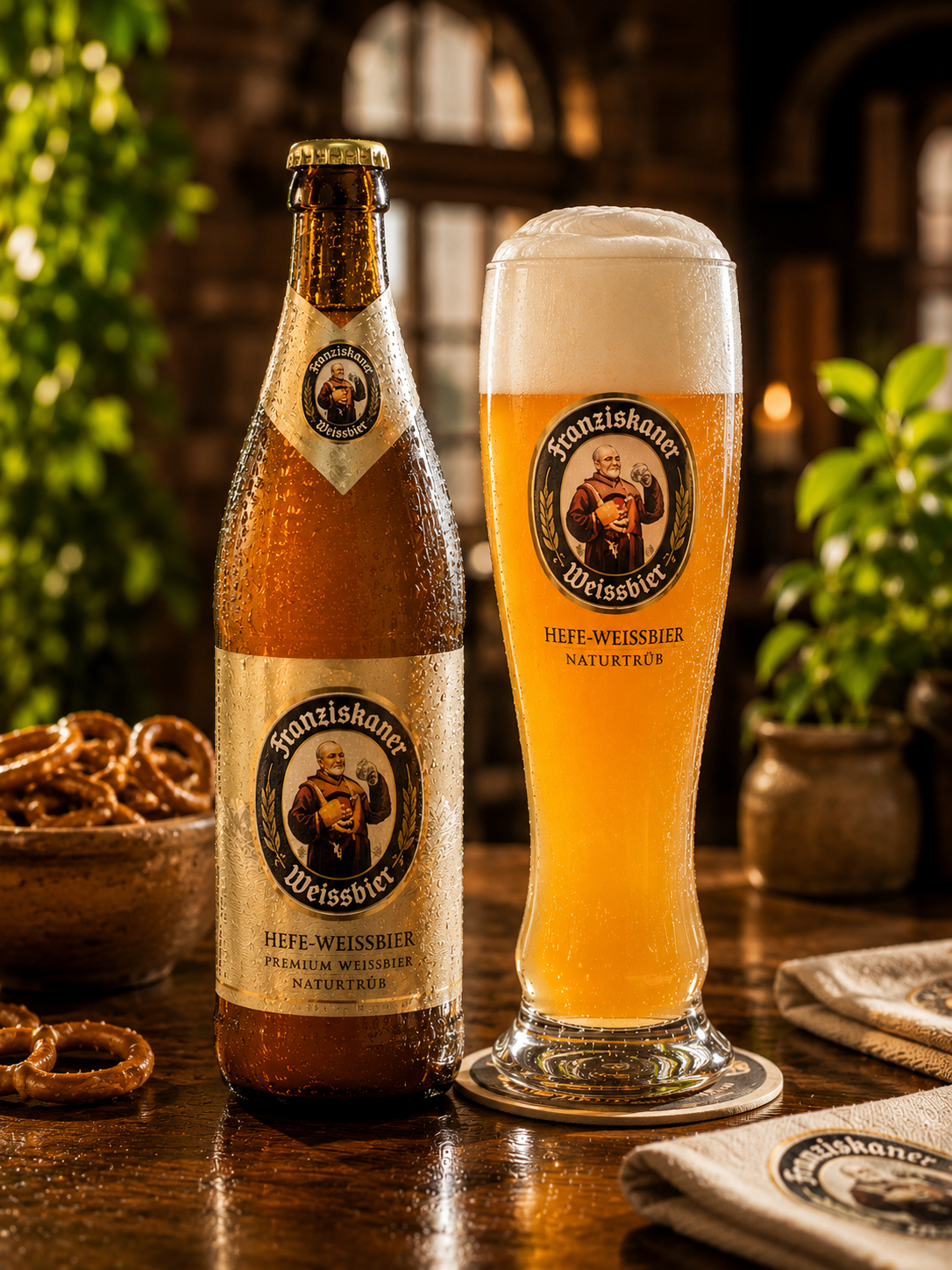 Bier Franziskaner Hefeweizen bei L'Antica Pizzeria Napoletana Stuttgart