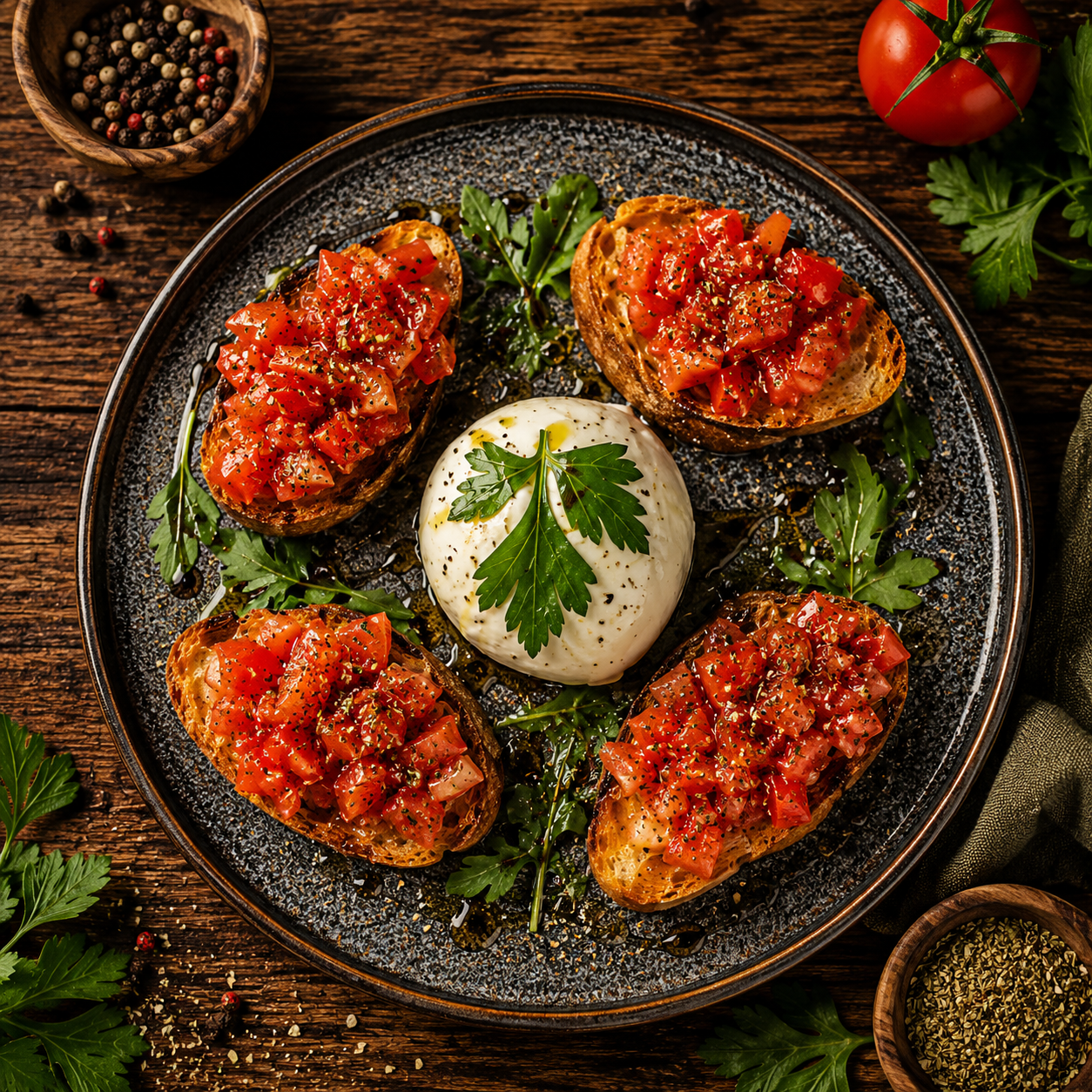 Italienische Vorspeise Bruschetta Bufala bei L'Antica Pizzeria Napoletana Stuttgart