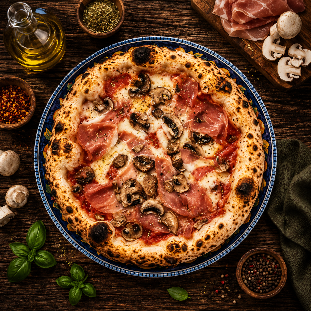 Neapolitanische Pizza Prosciutto e Funghi bei L'Antica Pizzeria Napoletana Stuttgart
